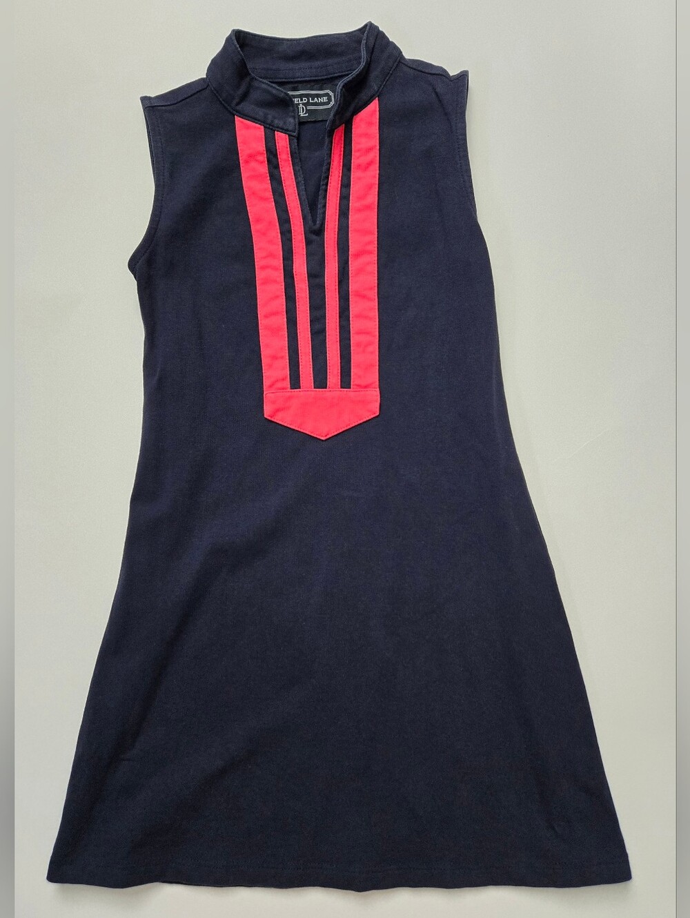 Duffield Lane Girls Active A-Line Shift Dress in Navy Coral Size XS Soft Stretch